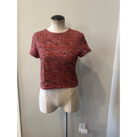 Topshop Tops - Topshop Red Animal Print T-Shirt Women's US 10 UK 14 Short Sleeve Cotton Tee